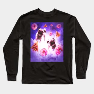 Pugs In The Clouds With Doughnut And Pizza Long Sleeve T-Shirt